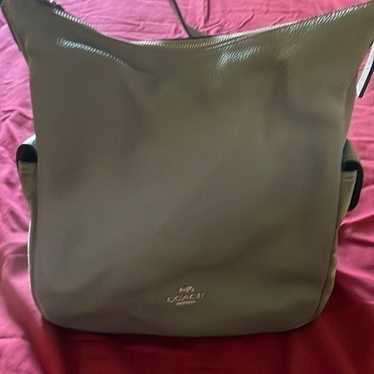 Coach grey leather and suede handbag