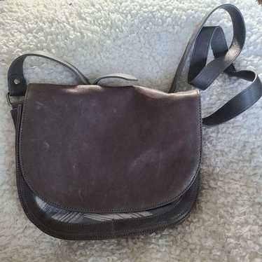 Nancybird Gray Genuine Leather Crossbody Saddlebag