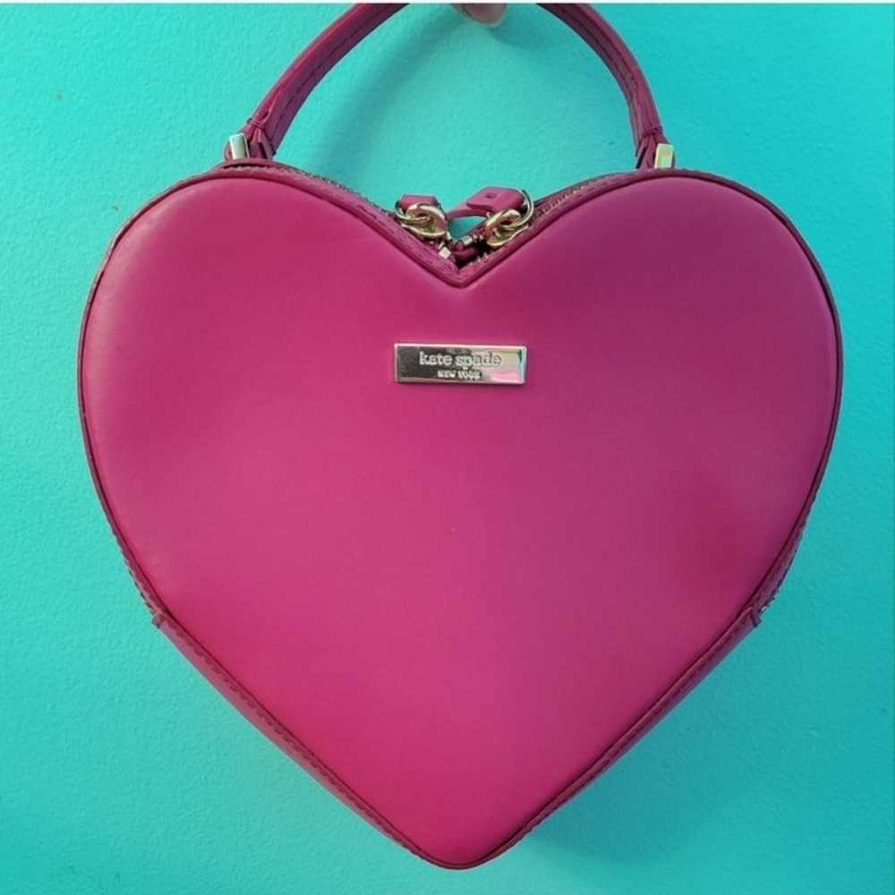 Rare Fuschia Pink Flirt Heart Purse Kate Spade Cr… - image 2