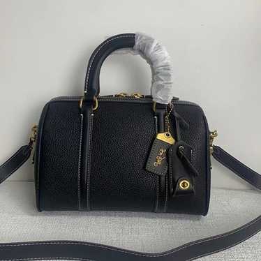 Coach Ruby Satchel 25 In Black Pebble Leather, New