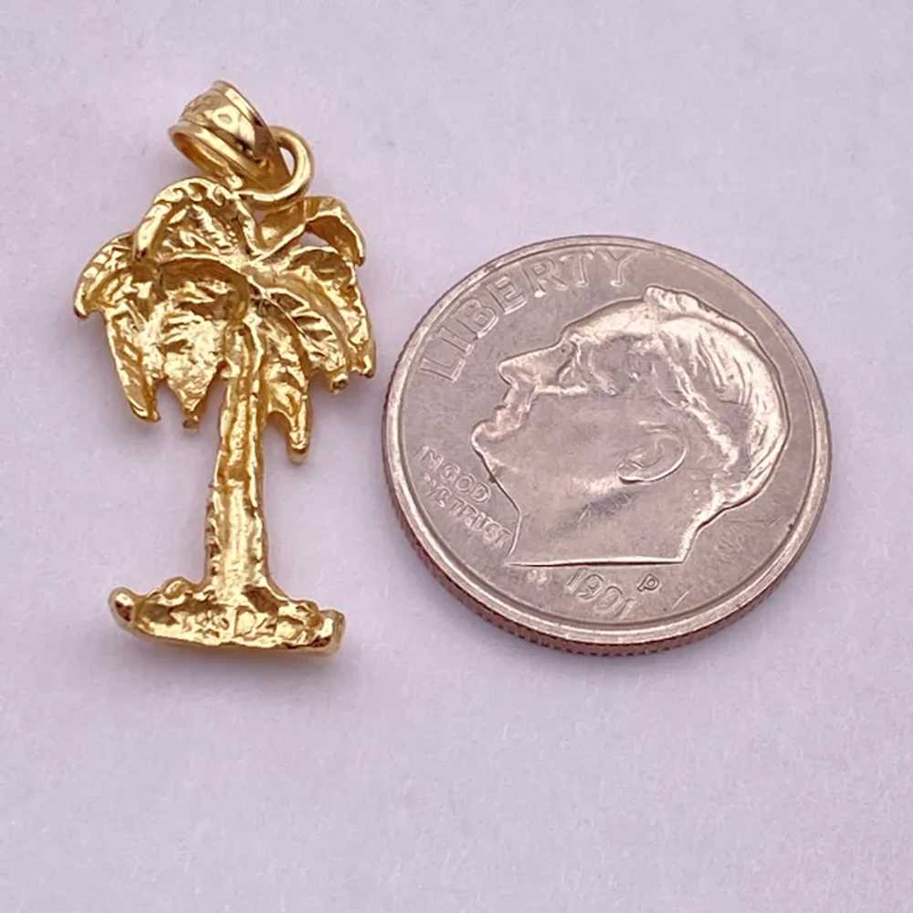 Tropical Palm Tree Charm Pendant 14K Gold Three-D… - image 2