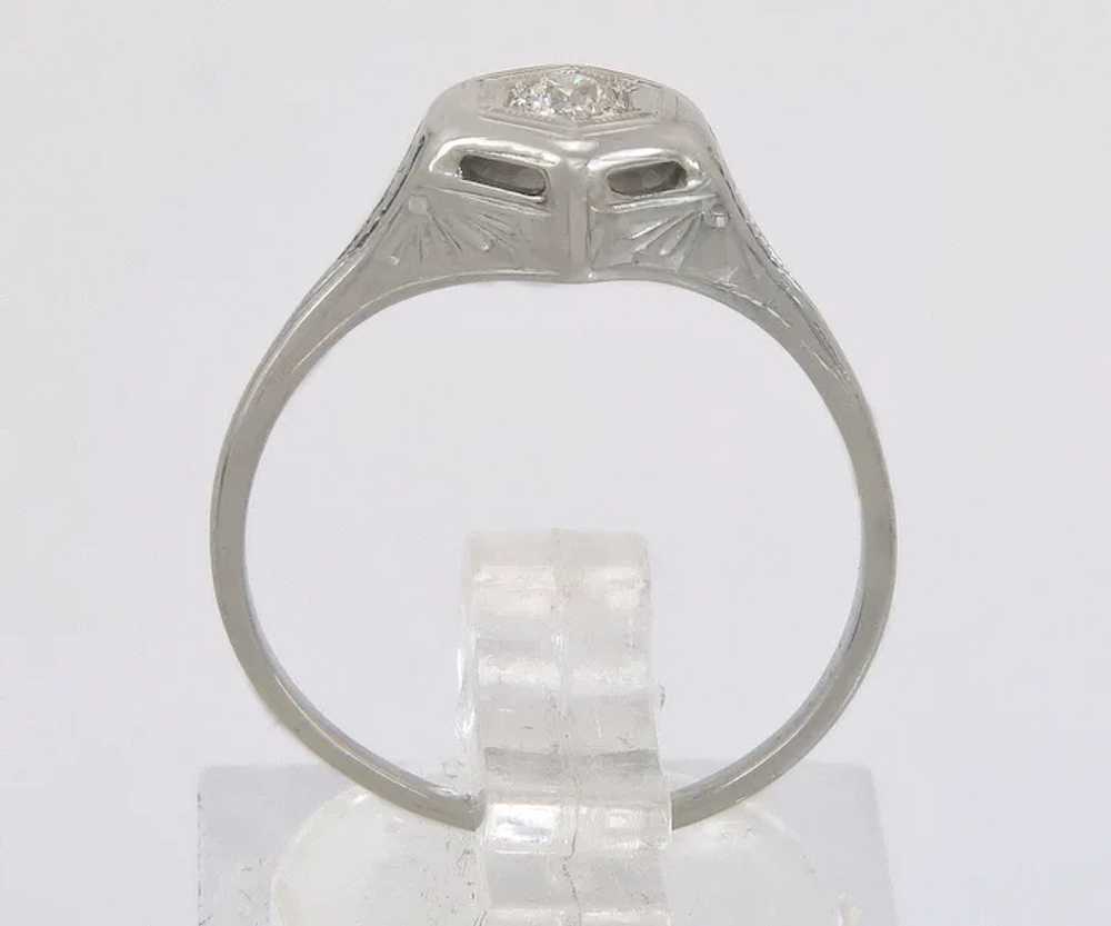 Antique 20K White Gold .05ct Diamond Art Deco Sol… - image 4