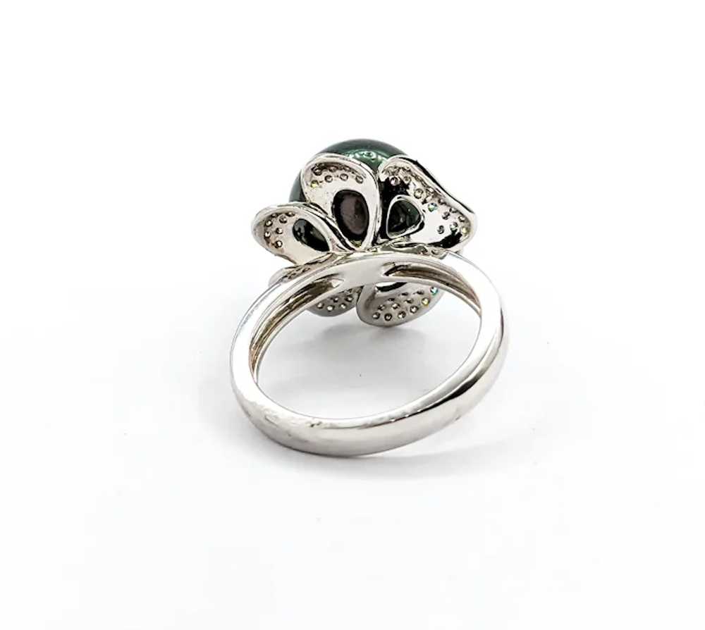 Floral Tahitian Pearl & Diamond Dress Ring - 18K … - image 10