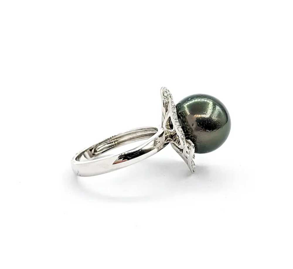 Floral Tahitian Pearl & Diamond Dress Ring - 18K … - image 5