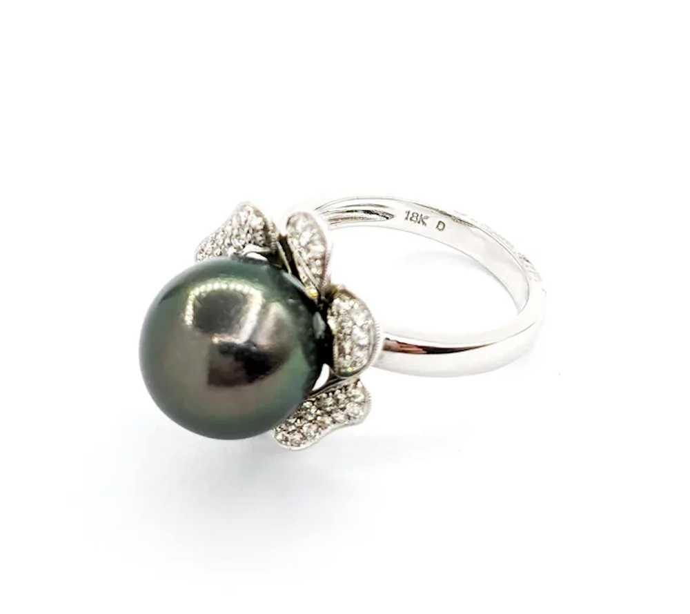 Floral Tahitian Pearl & Diamond Dress Ring - 18K … - image 6