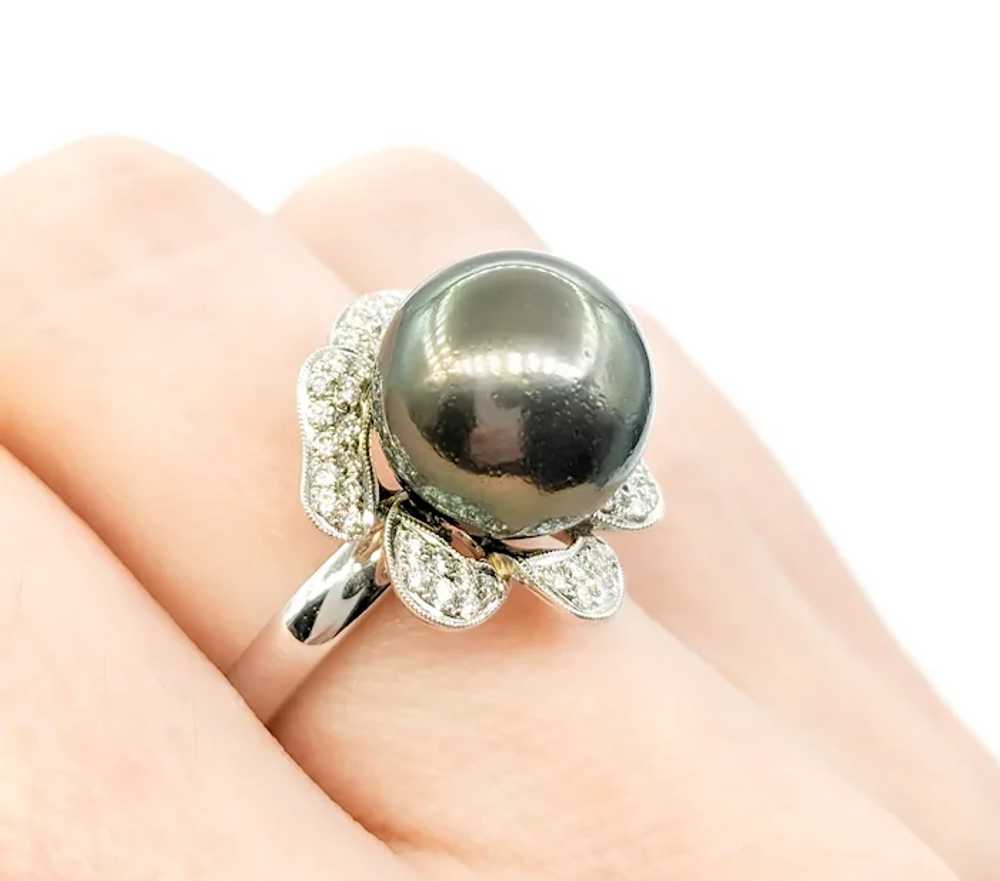 Floral Tahitian Pearl & Diamond Dress Ring - 18K … - image 8