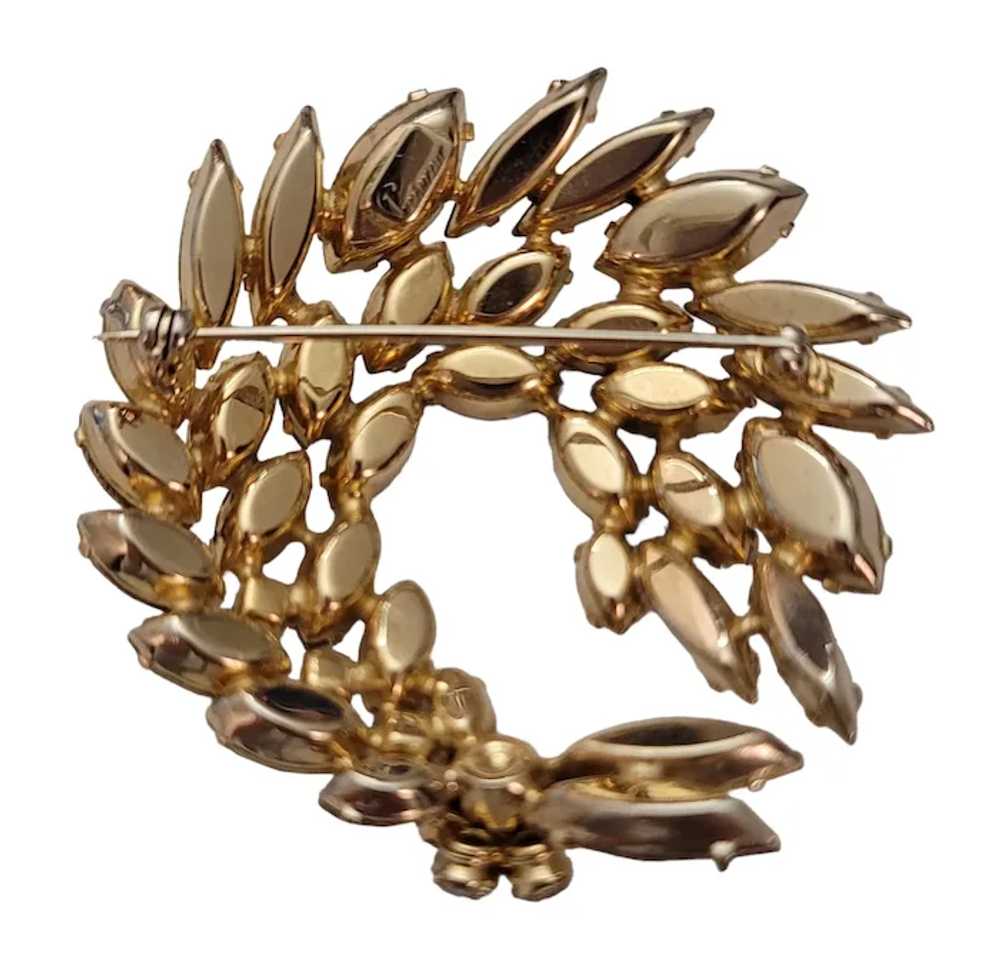 Sherman Gold Tone AB Rhinestone Swag Round Brooch… - image 8