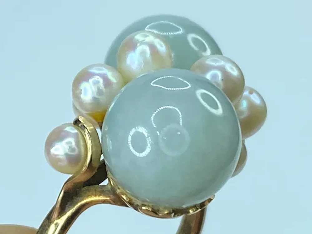 Ming of Hawaii 14K gold 10.8mm Twin Jadeite Cultu… - image 4