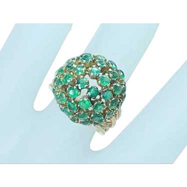 Retro Green Chalcedony Dome cluster Ring rope link