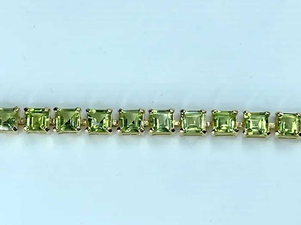 11.30ctw Princess cut Peridot 14k Yellow Gold Ten… - image 3