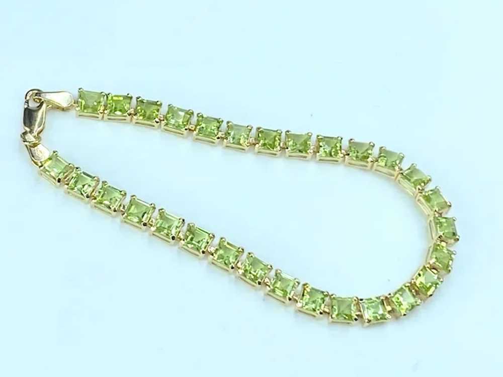 11.30ctw Princess cut Peridot 14k Yellow Gold Ten… - image 4