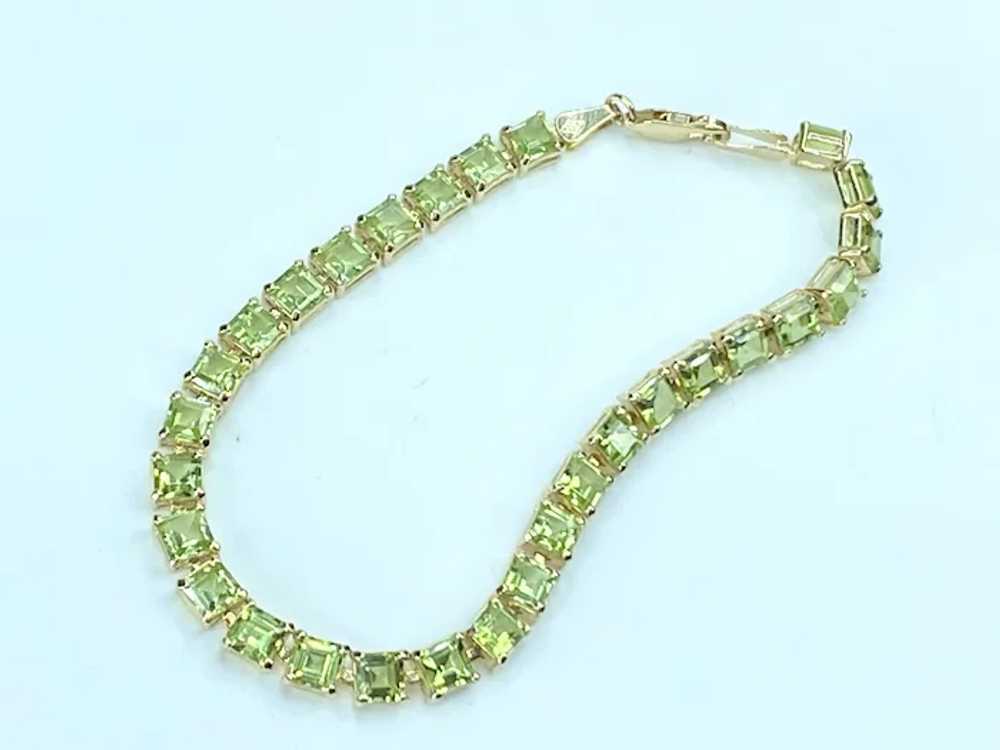 11.30ctw Princess cut Peridot 14k Yellow Gold Ten… - image 7