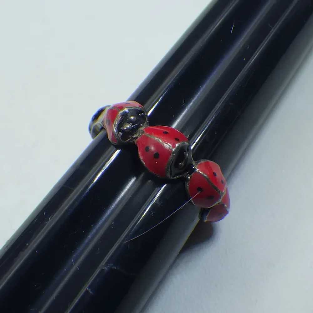 Older Handmade Sterling and Enamel Lady Bug Ring,… - image 2