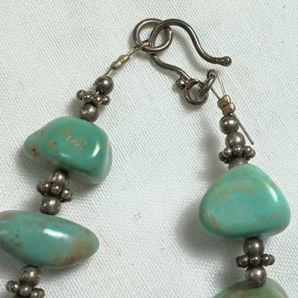 Southwest sterling silver turquoise nugget bead n… - image 3