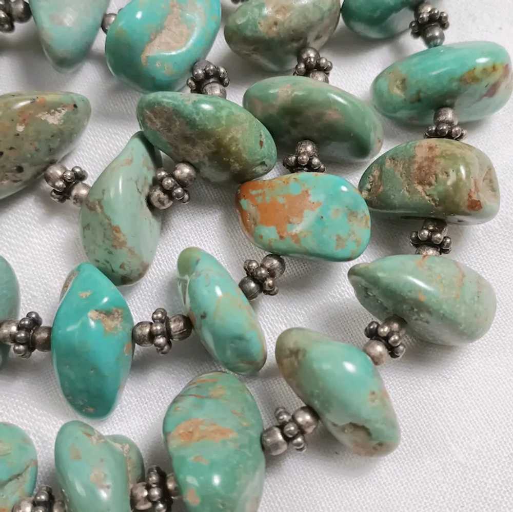 Southwest sterling silver turquoise nugget bead n… - image 4