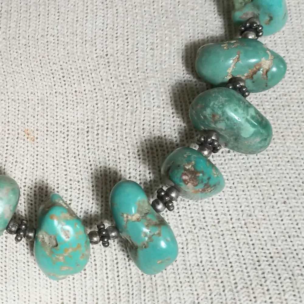 Southwest sterling silver turquoise nugget bead n… - image 6