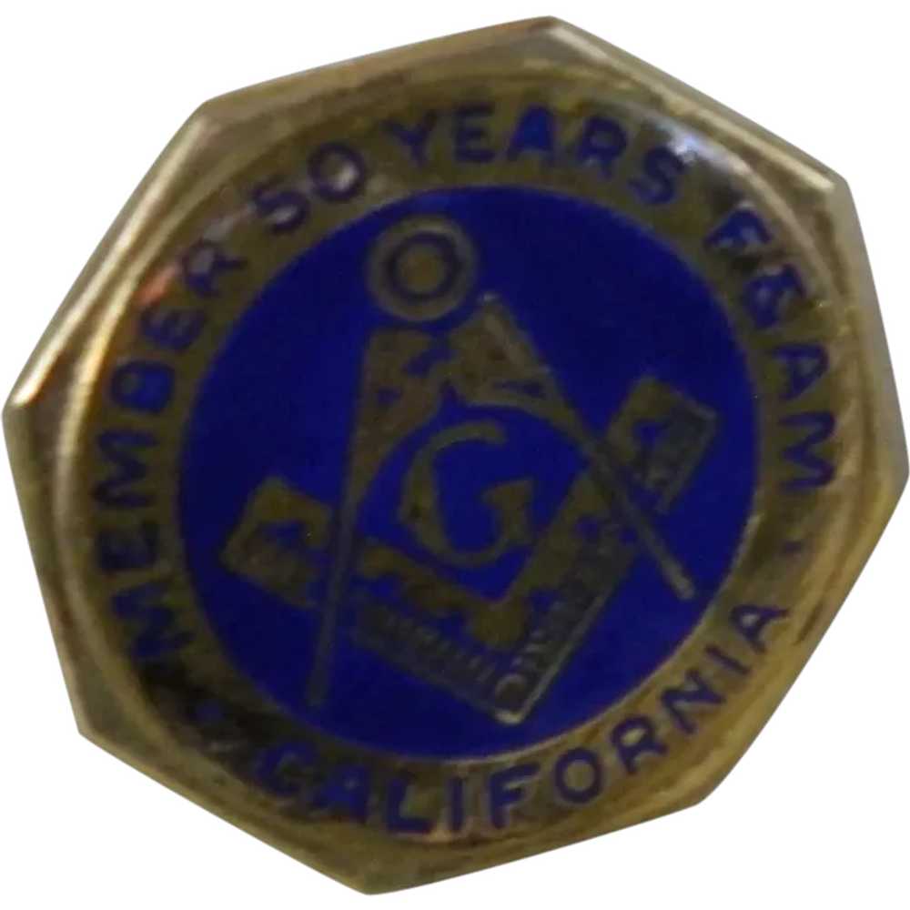 Vintage Masons 50 Years Membership Lapel Pin / / … - image 1