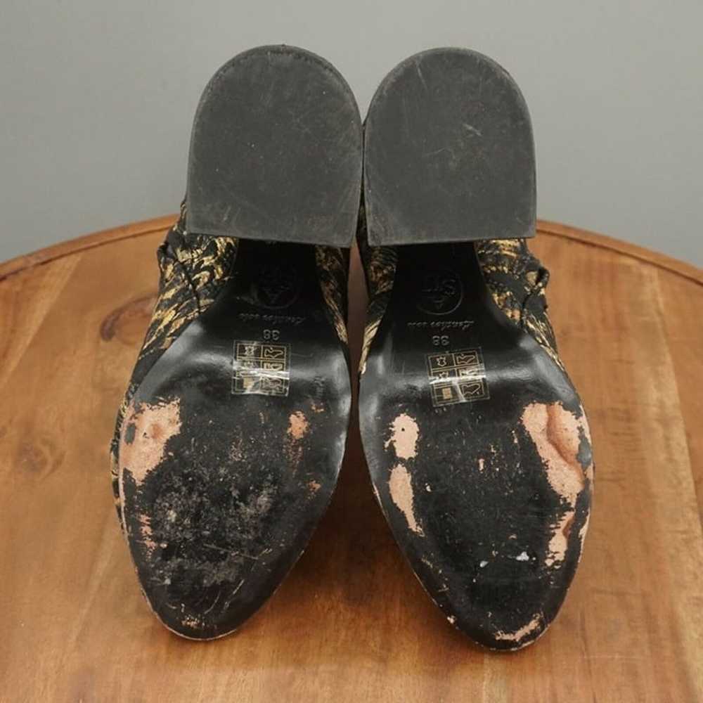 ASH Womens Flora Ankle Boots Block Heel Black Gol… - image 10