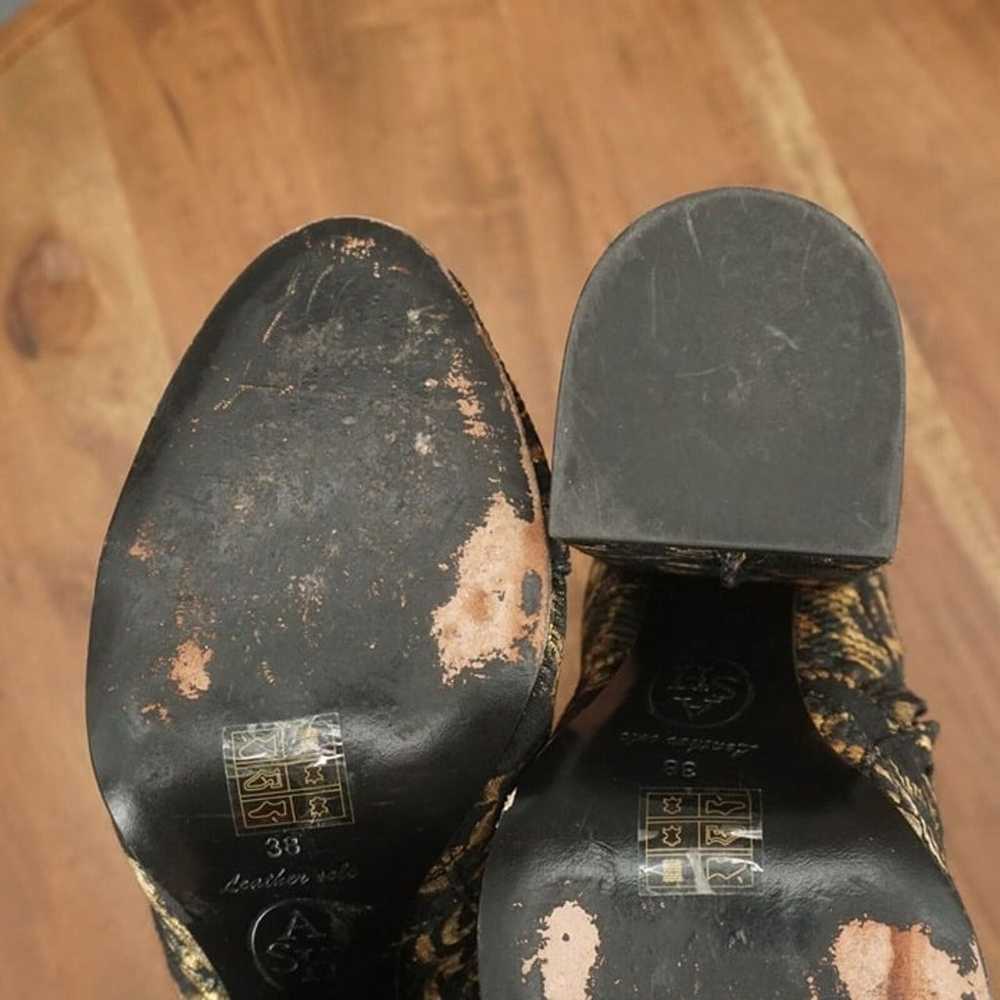 ASH Womens Flora Ankle Boots Block Heel Black Gol… - image 11
