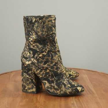 ASH Womens Flora Ankle Boots Block Heel Black Gol… - image 1