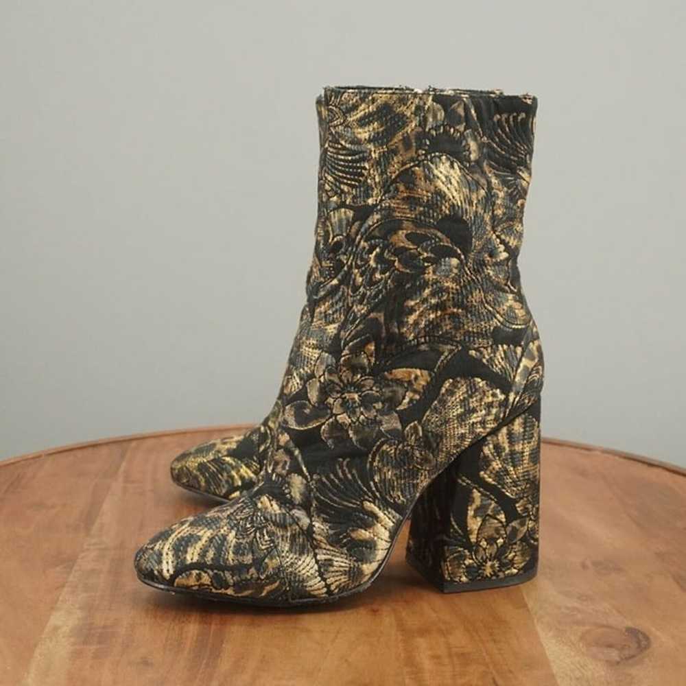 ASH Womens Flora Ankle Boots Block Heel Black Gol… - image 5