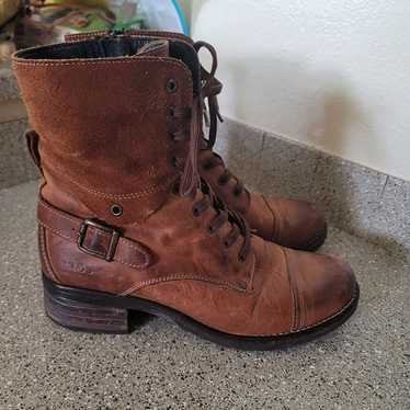 Taos Crave Brown Leather Lace Up Combat Boots Size
