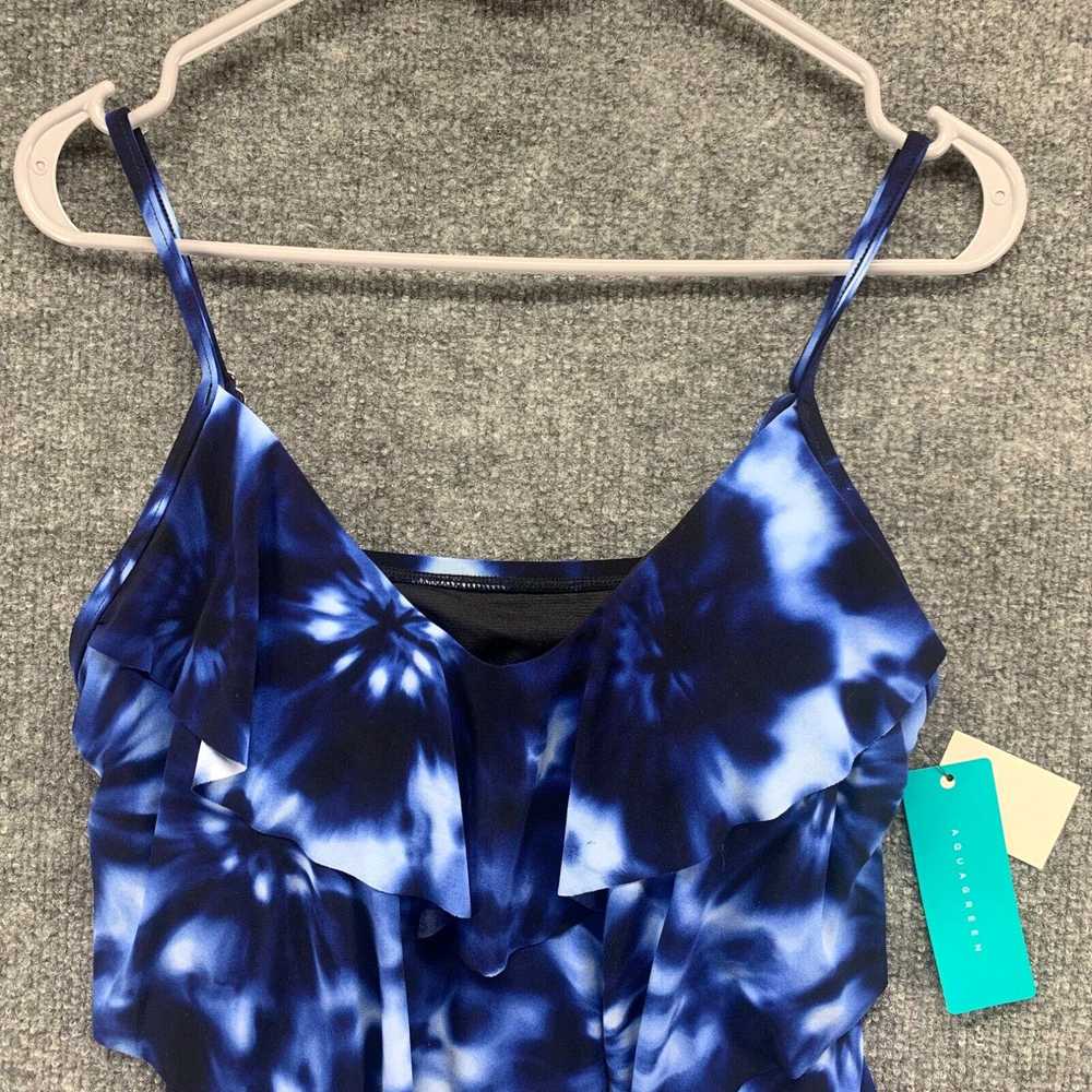 Vintage Aqua Green Swimsuit Womens Medium Blue Bl… - image 3