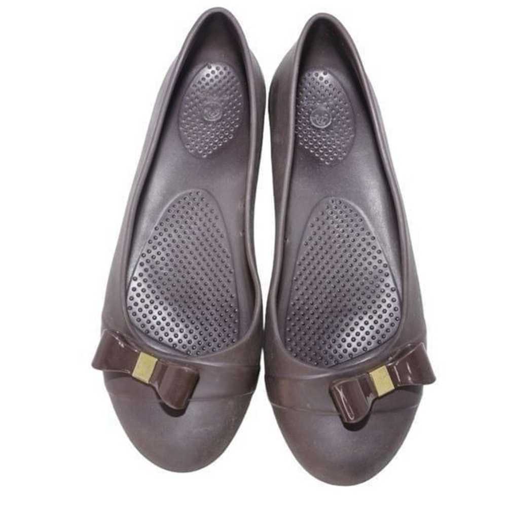 CROCS Brown Ballet Flats with Bow Accent, Size 9 - image 1