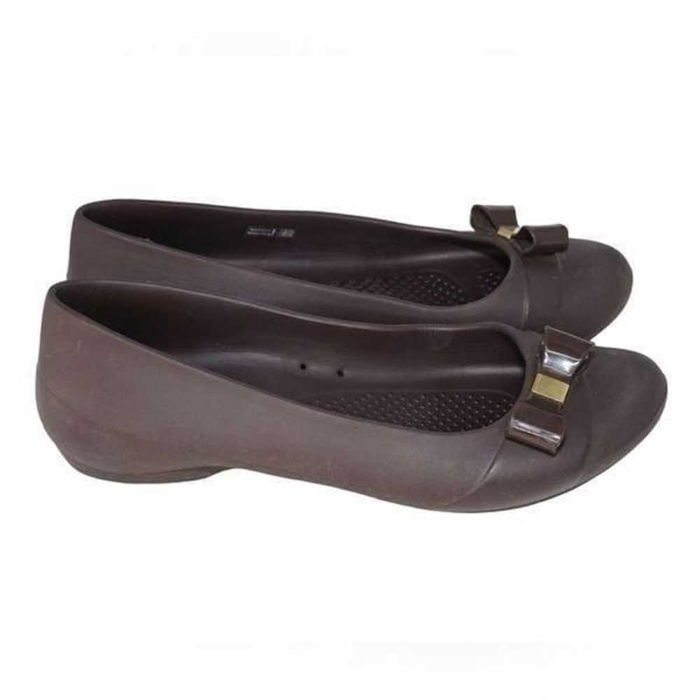 CROCS Brown Ballet Flats with Bow Accent, Size 9 - image 4