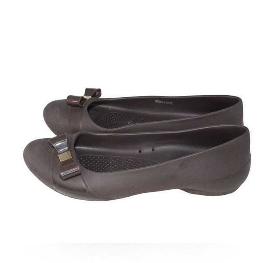 CROCS Brown Ballet Flats with Bow Accent, Size 9 - image 6