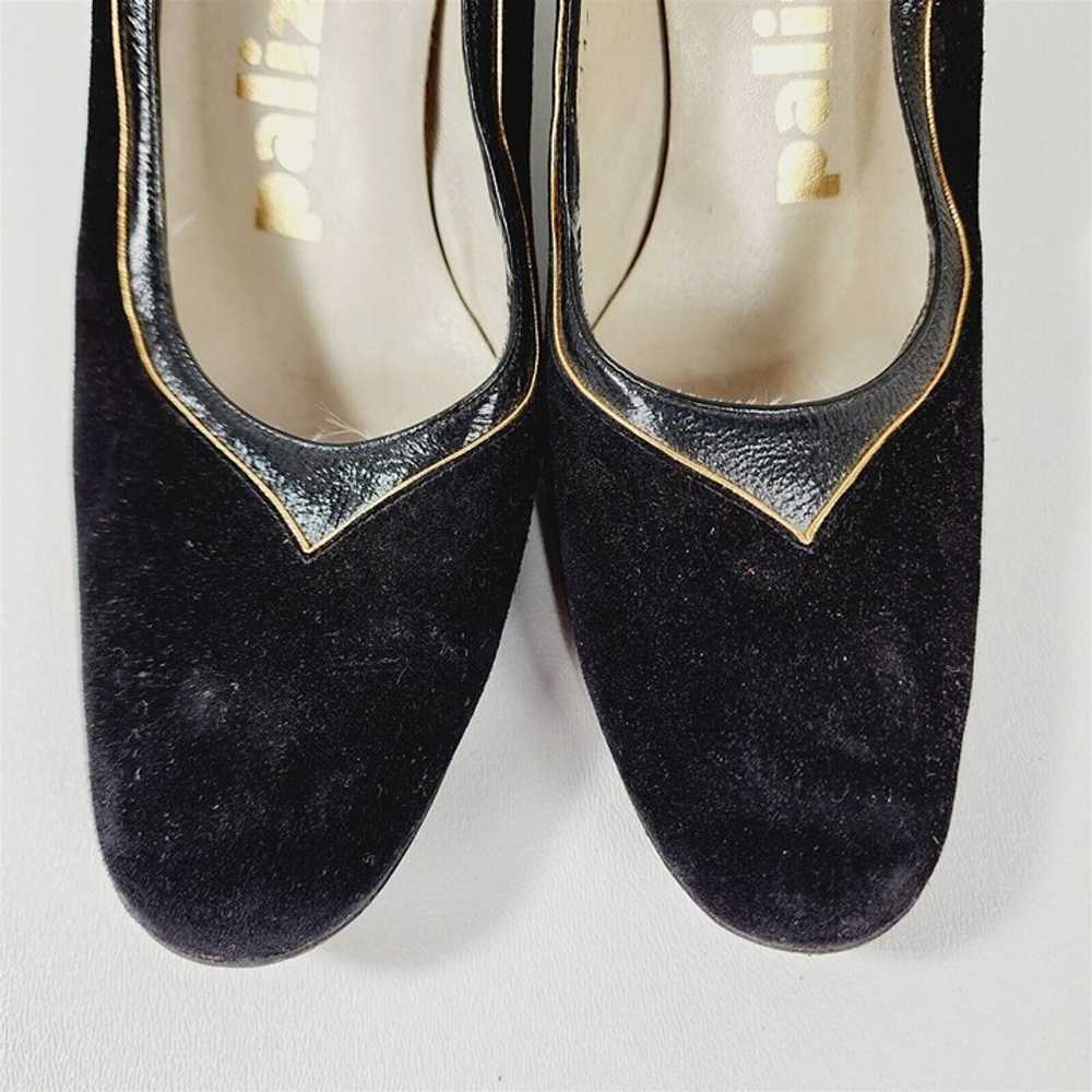Vintage Palizzio Black Suede Leather Block Heels … - image 3