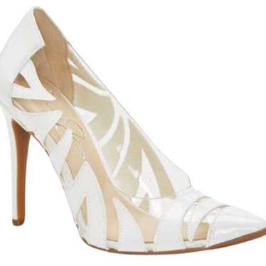 Jessica Simpson Curtsy White Leather & Clear Vinyl