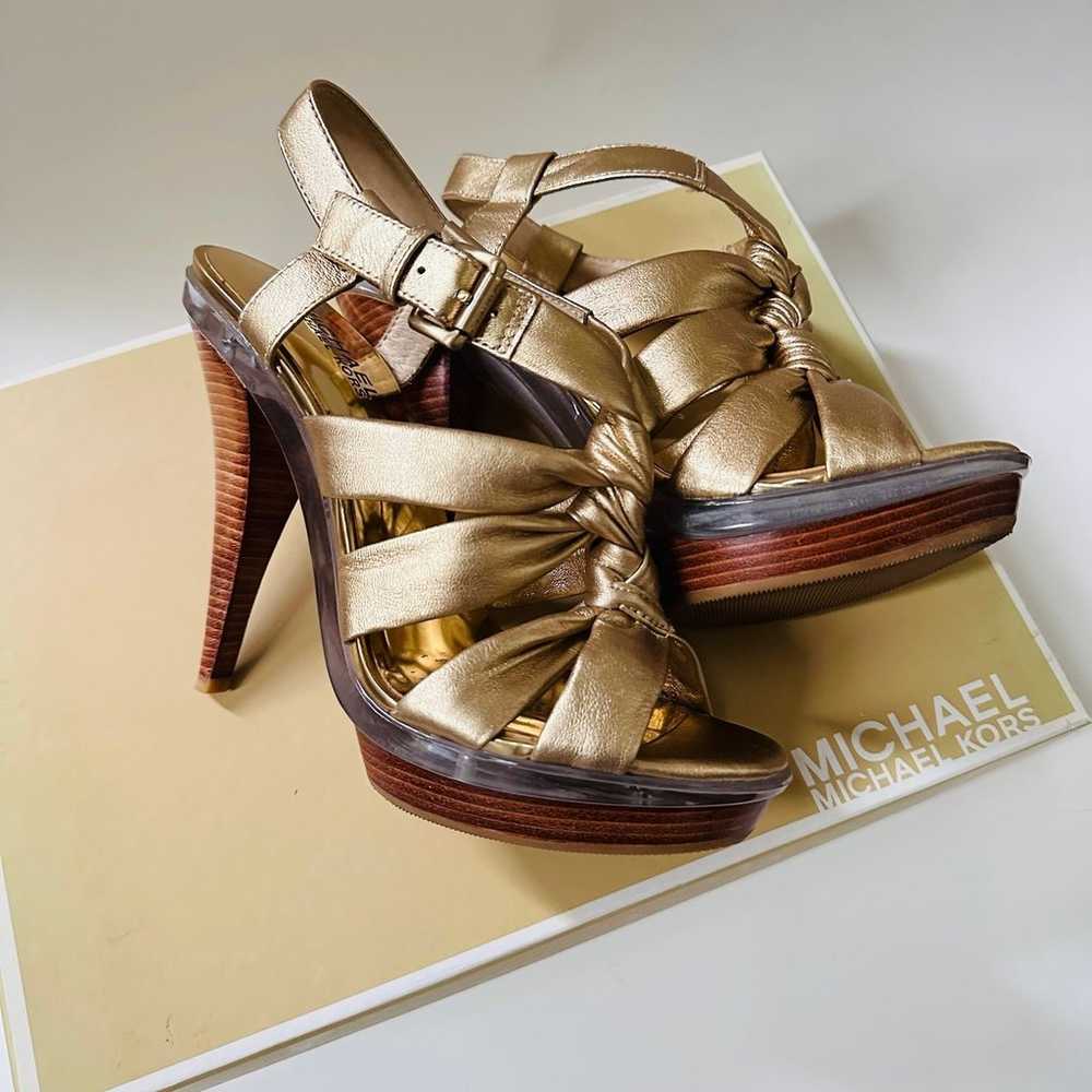 Michael Kors sz 7.5 leather strappy platform heels - image 1