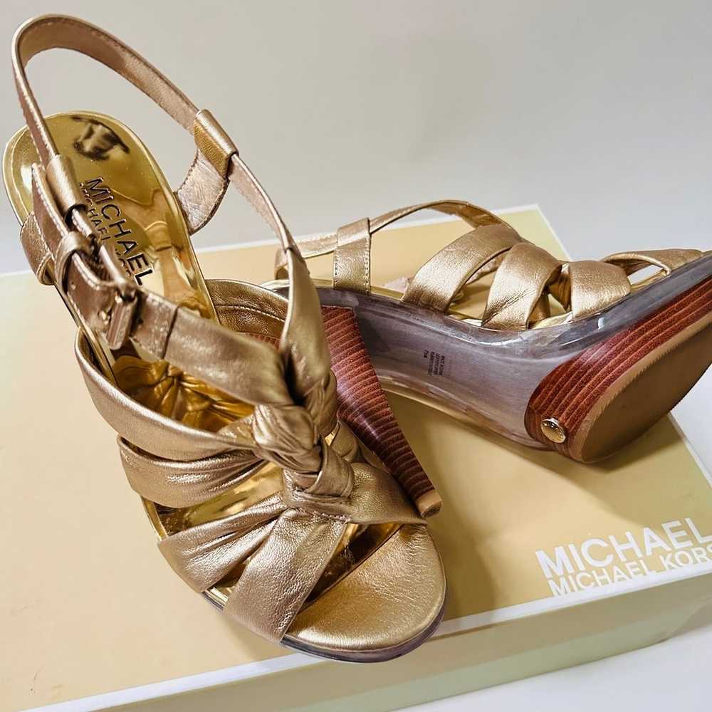 Michael Kors sz 7.5 leather strappy platform heels - image 2