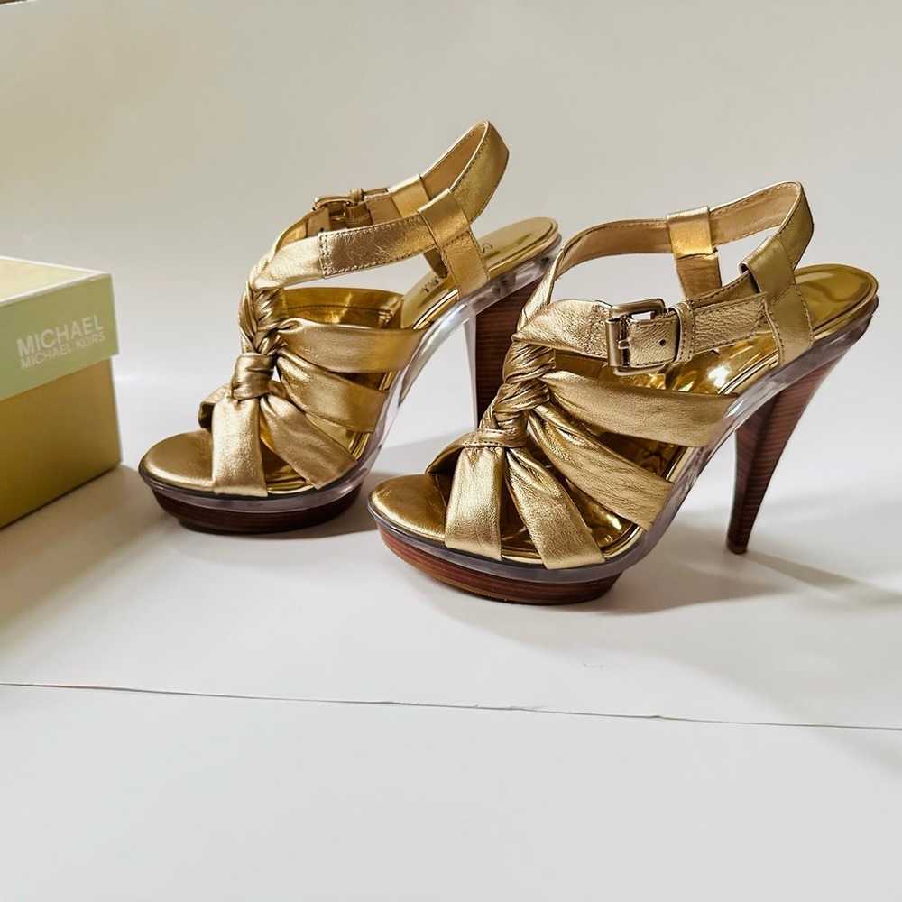 Michael Kors sz 7.5 leather strappy platform heels - image 3