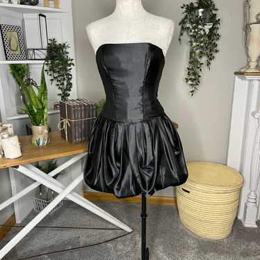 Black strapless corset mini dress