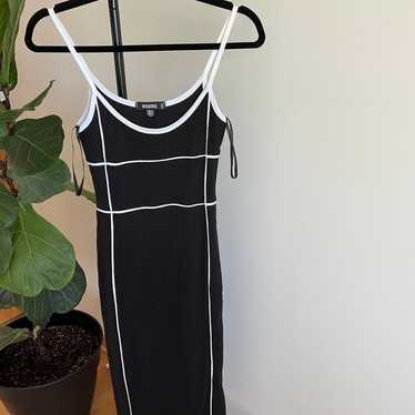 Missguided Black Contrast Bodycon Midi Dress