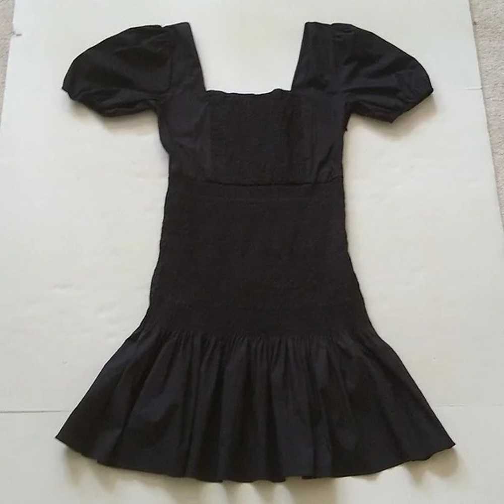 Zara black cotton smocked crinkle sheath puffed s… - image 2