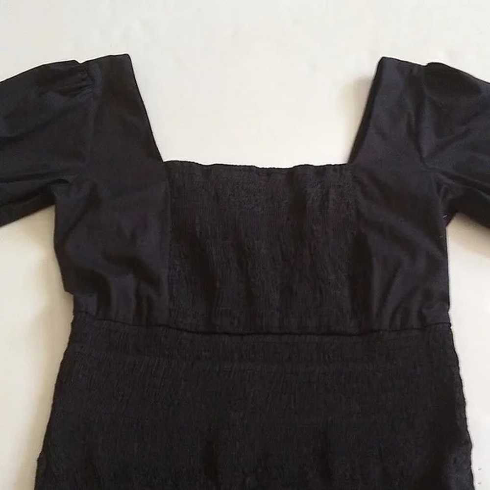 Zara black cotton smocked crinkle sheath puffed s… - image 4