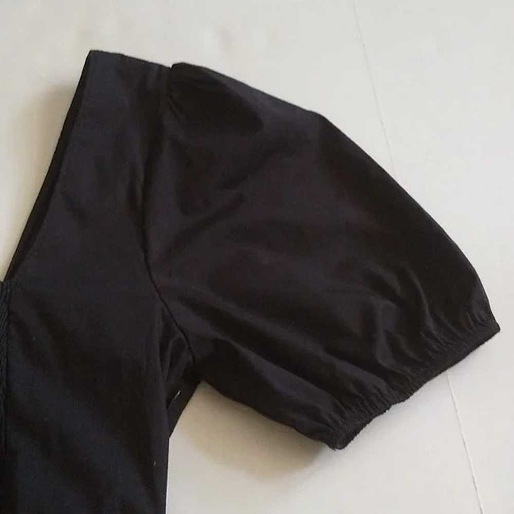 Zara black cotton smocked crinkle sheath puffed s… - image 5
