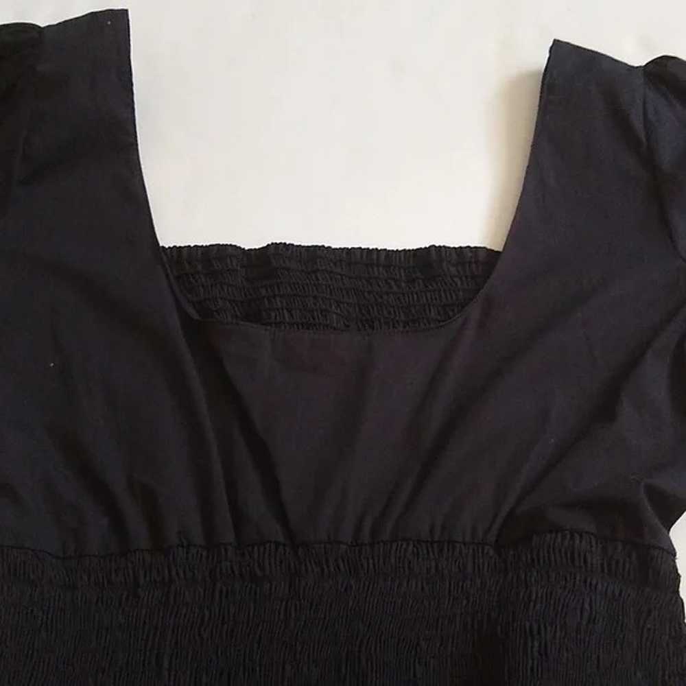 Zara black cotton smocked crinkle sheath puffed s… - image 8