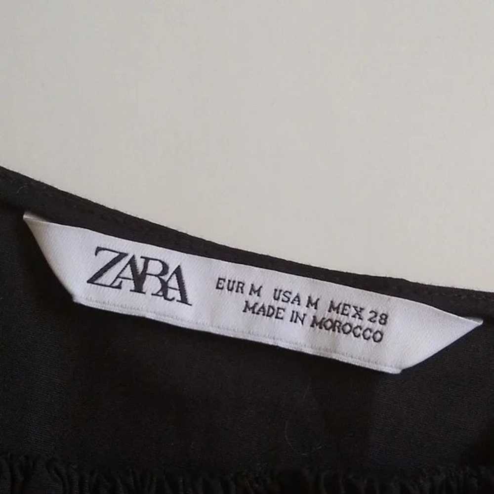 Zara black cotton smocked crinkle sheath puffed s… - image 9