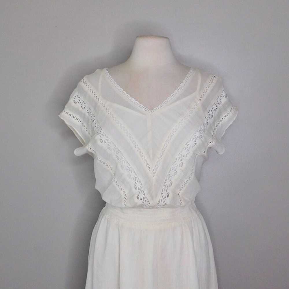 MOON RIVER White Gauzy Lace Blouson Mini Dress Bo… - image 3