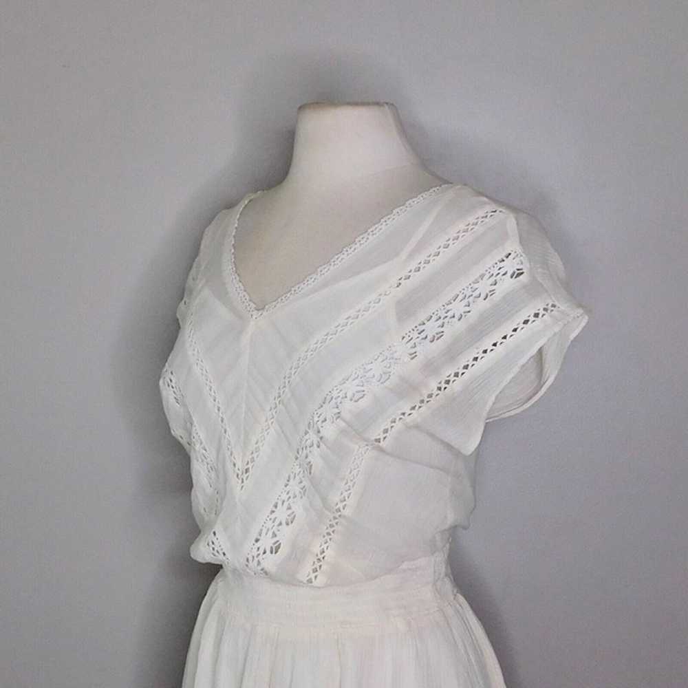 MOON RIVER White Gauzy Lace Blouson Mini Dress Bo… - image 5