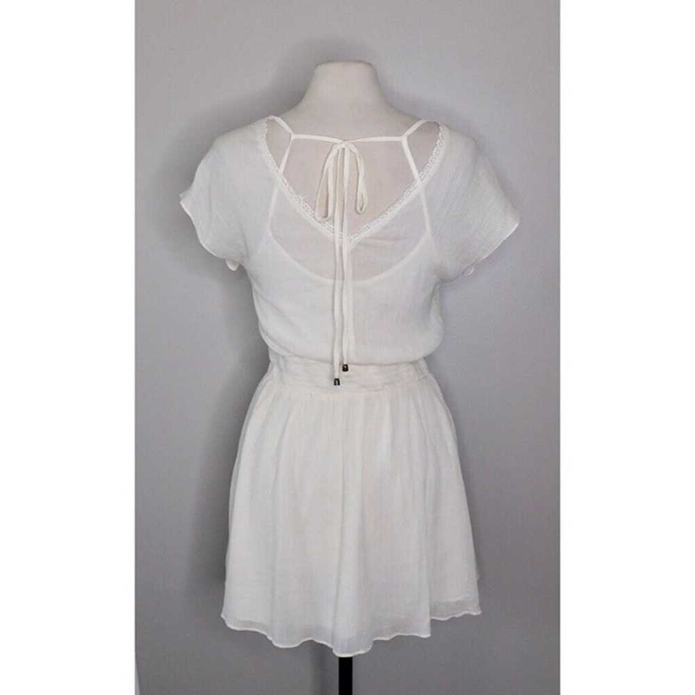 MOON RIVER White Gauzy Lace Blouson Mini Dress Bo… - image 7