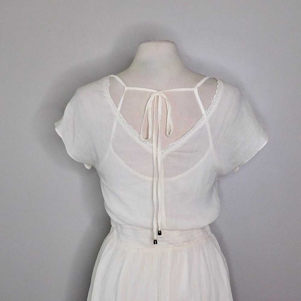 MOON RIVER White Gauzy Lace Blouson Mini Dress Bo… - image 8