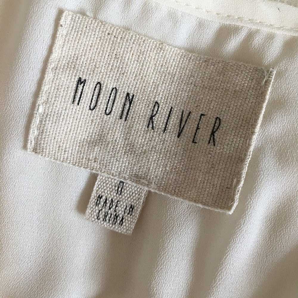 MOON RIVER White Gauzy Lace Blouson Mini Dress Bo… - image 9