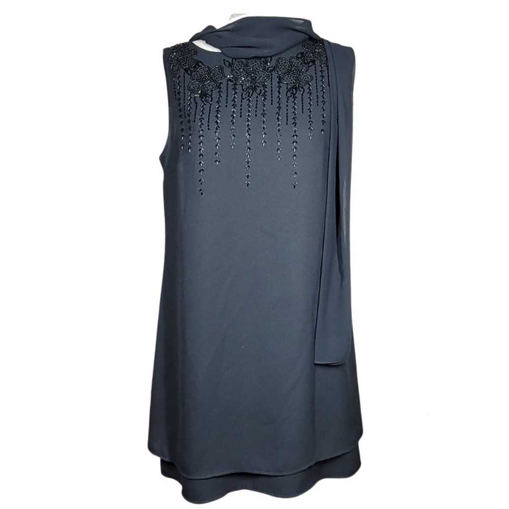 Black Beaded A Line Cocktail Dress Size 8 - image 1