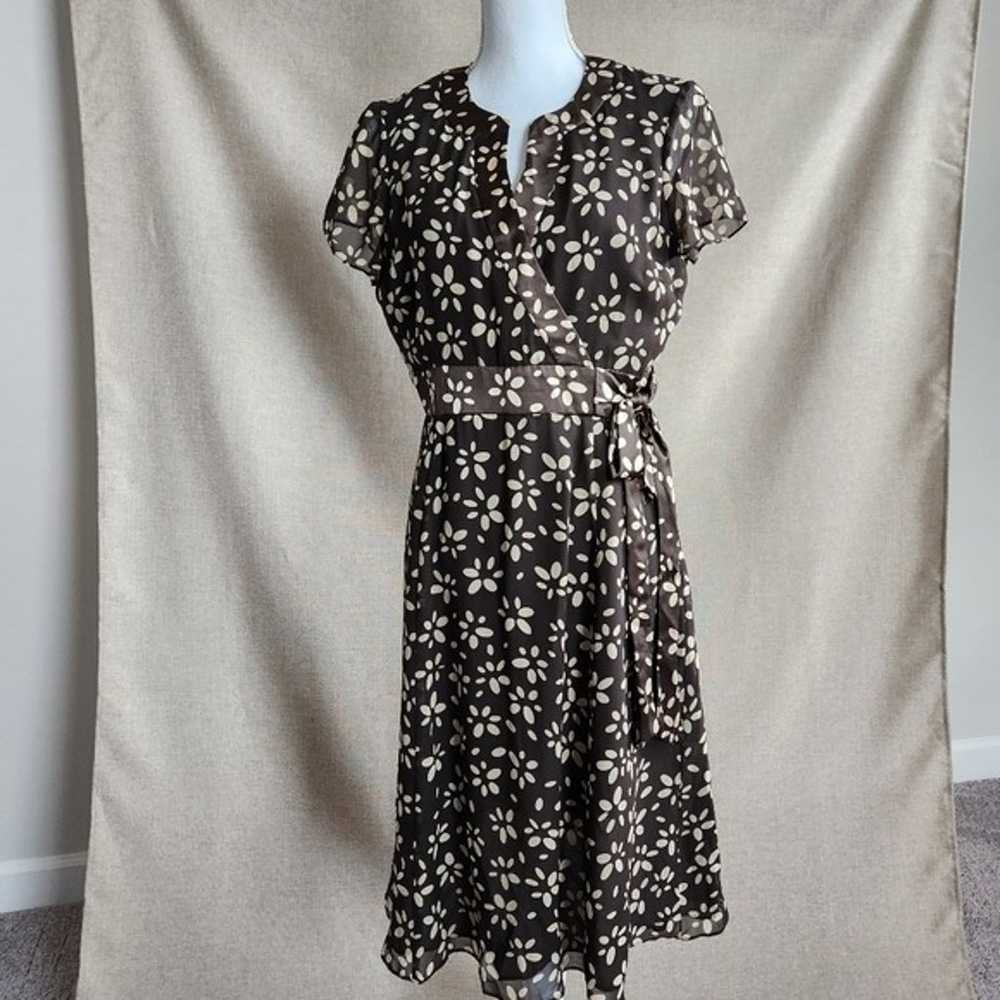 Talbots 100% silk dress in brown and scattered wi… - image 1