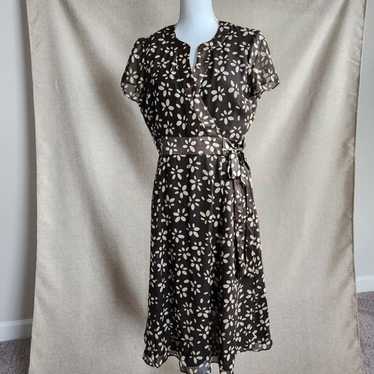 Talbots 100% silk dress in brown and scattered wi… - image 1